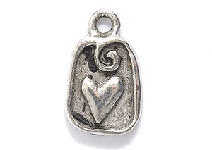 PW3501-S: Pendant w/Heart Ant Pewter 10x16mm 1PC