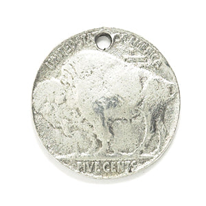 PW3348-S: Charm Buffalo Coin Ant Pewter 20mm 1PC