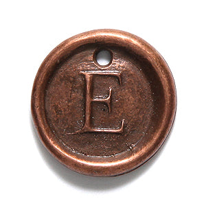 19PW955-EC: Wax Seal Ant Copper Letter Charm E 19mm