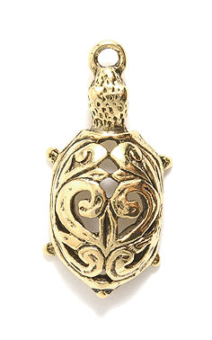 PW404-AG: Charm Turtle w/Filigree Ant Gold 13x26mm - 1PC