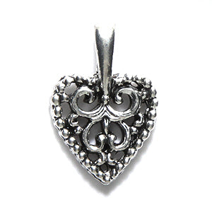 PW5145-S: Charm Heart Filigree Design Silver 14x17mm-1PC