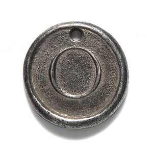 19PW955-O: Wax Seal Pewter Letter Charm O 19mm