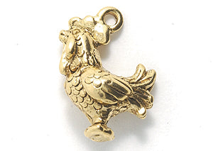 PW5202-AG: Charm Rooster Ant Gold 12x17mm - 1PC