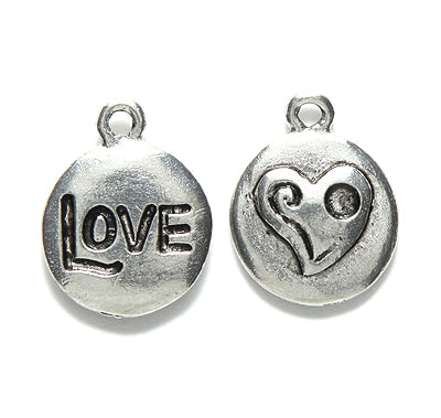 PW5275-RS: Love/heart Ant Pewter w/Cup For Rhinestone 14x17mm 1PC