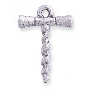 PW5006-S: Charm Cork Screw Ant Pewter 15x22mm 1PC