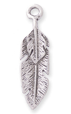 PW5-S: Charm Feather DBL Ant Pewter 8x30mm 1PC