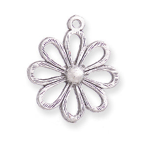 PW845-S: Charm Pendant Open Petal FL Ant Pewter 19mm 1PC