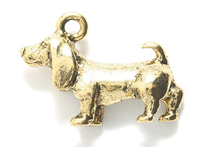 PW1716-AG: Charm Dachshund Dog Ant Gold 15x21mm - 1PC