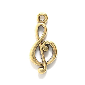 PW3127-AG: Charm Treble Clef ANT Gold 8x20mm 1PC