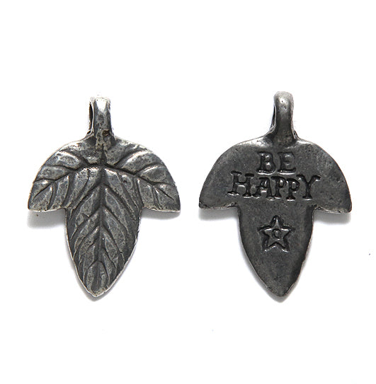 GG404-PW: Green Girl Be Happy Leaf 20x25mm Pewter - 1 Piece