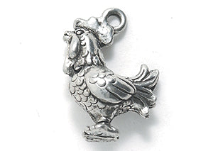 PW5202-S: Charm Rooster Ant Pewter 12x17mm 1PC