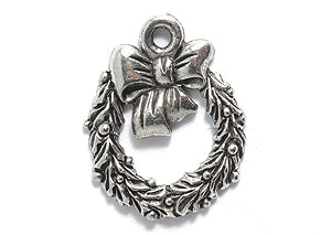 PW1578-S: Charm Christmas Wreath Silver 13x17mm-1PC