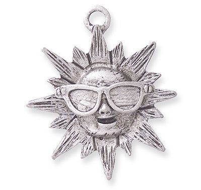 PW73-S: Charm Sun w/Glasses Ant Pewter 31mm 1PC