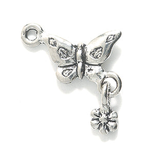 PW1720-S: Charm Butterfly w/FL Ant Pewter 18x18mm 1PC