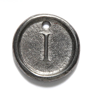 19PW955-I: Wax Seal Pewter Letter Charm I 19mm