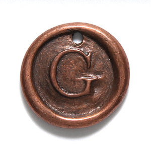 19PW955-GC: Wax Seal Ant Copper Letter Charm G 19mm