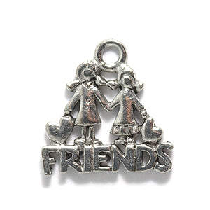 PW3379-S: Charm Friends w/Hearts Ant Pewter 17x17mm 1PC