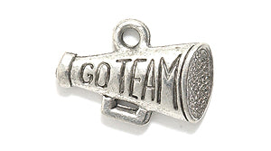 PW2191-S: Charm Megaphone Go Team Silver 10x15mm-1PC