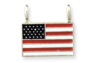 PW2054-S: Charm American Flag Epoxy Silver Two Hole 15mm-1PC