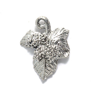 PW1128-S: Charm Leaf W/Grapes Silver 14x18mm-1PC