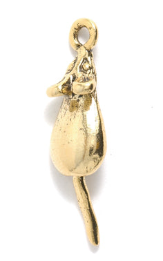 PW474-AG: Charm Mouse Moving Tail Ant Gold 30mm - 1PC