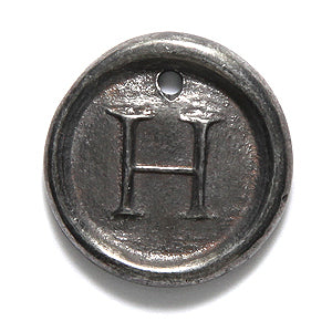 19PW955-H: Wax Seal Pewter Letter Charm H 19mm