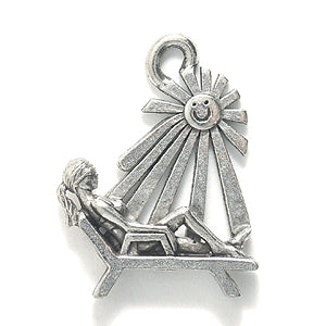 PW5710-S: Charm Woman Sunbathing Silver 18x22mm-1PC