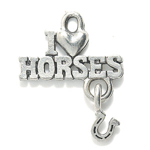 PW5653-S: Charm I Love Horses Silver 19x20mm-1PC