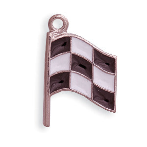 PW2053-ES: Charm Checkered Flag w/Epoxy Ant Pewter 21mm 1PC