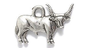 PW2169-S: Charm Bull Silver 13x27mm-1PC