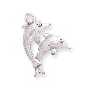 PW182-RS: Two Dolphins Jumping-right Ant Pewter 14x16mm 1PC