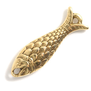 PW169-AG: Pendant Fish Two Hole Ant Gold 27mm - 1PC