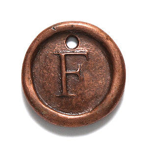 19PW955-FC: Wax Seal Ant Copper Letter Charm F 19mm