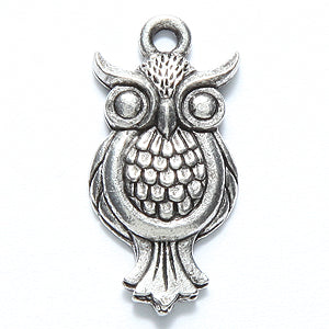 PW6308-S: Charm Owl 12x23mm Silver-1PC