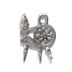 PW5257-S: Charm Ant Spinning Wheel Silver 13x18mm-1PC