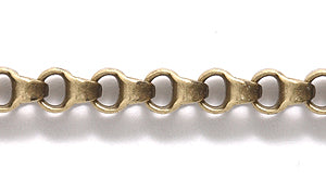 34CX0858: Chain 3.8x5.5 Round Box ANT Brass 1FT