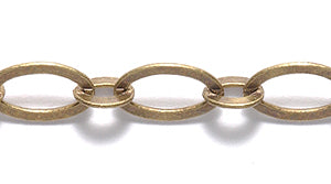 09CX858: Chain Flat Oval 5x9mm ANT Brass 1FT