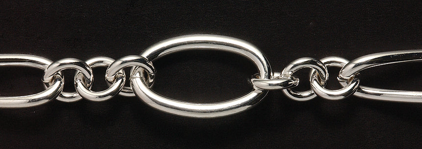 37CX0812: Chain 25mm Oval & Twist 10mm Ring Silver 1FT