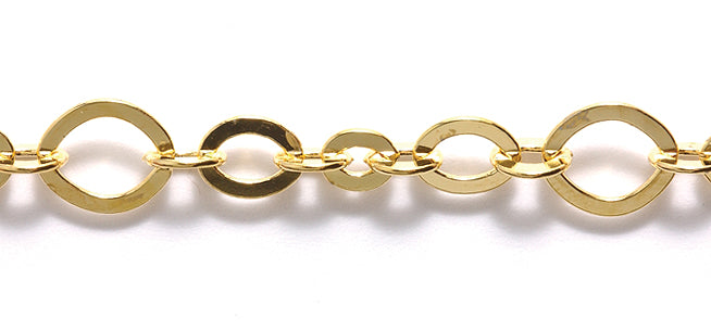 10CX7854: Chain 7 9&11mm Flat Oval LNK Gold 1FT