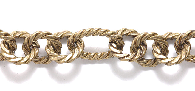 39CX0858: Chain Twist 17mm Oval 12m Ring ANT Brass 1FT