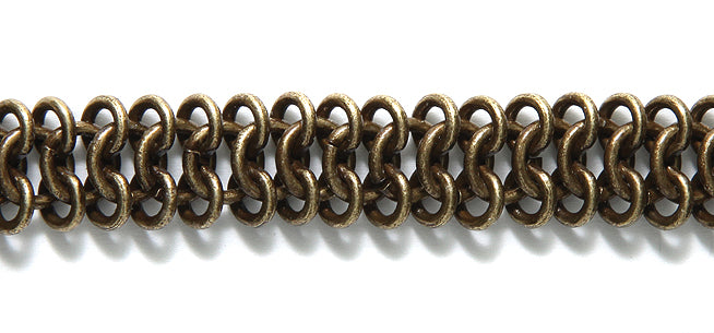 11CX3858: Chain 3 Row Chain Maille 11mm ANT Brass 6"