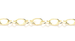 50CX854: Chain 4mm Oval LNK & Bows Gold 1FT