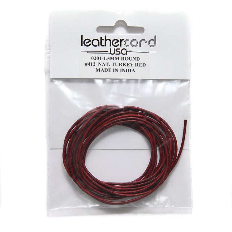 15LC148-U2: Leather Cord 1.5mm Turkey Red 2MTR