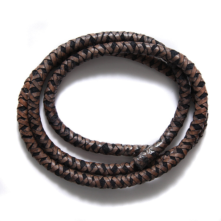 90LC153-3: Braided Leather Cord Blackbrown 8mm 1MTR