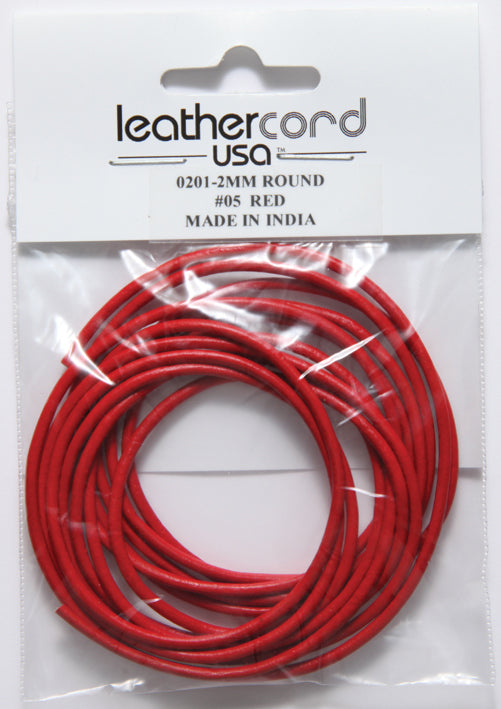 20LC144-U2: Leather Cord 2mm Red 2MTR