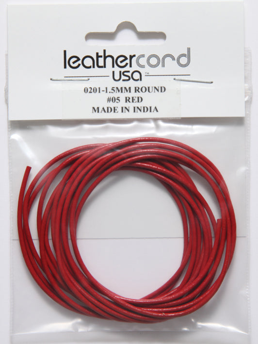 15LC144-U2: Leather Cord 1.5mm Red 2MTR