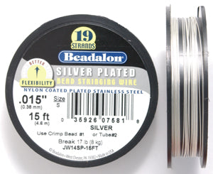 15FI811-15: Beadalon .015 19-strand Silver Plate 15 Feet Spool 1 Spool