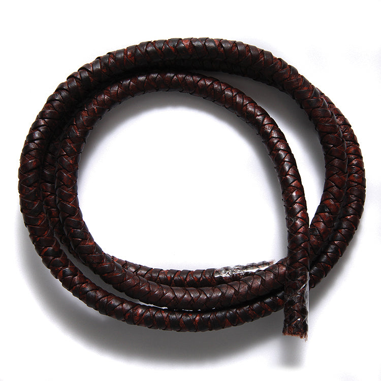 90LC153-1: Braided Leather Cord Redbrown 8mmx1MTR