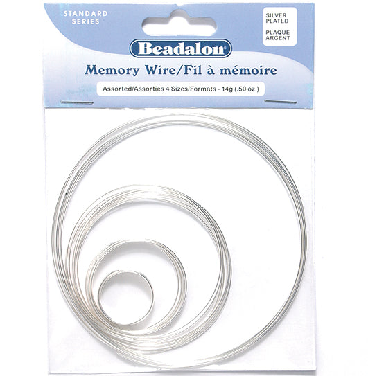 MW525-S: Memory Wire 4 Assorted Sizes Silver 15lp .5 Ounce - Package