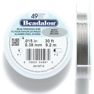 15FI294-30: Beadalon Bright Silver .015 49-strand 30 Feet Spool 1 Spool